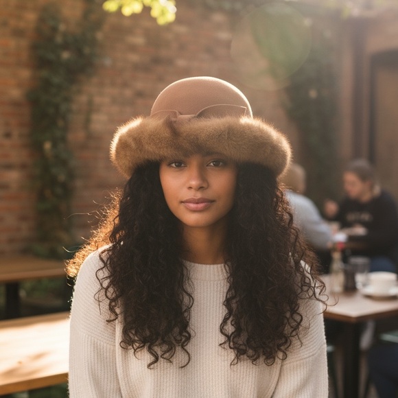 VTG Mr. John Jr. 100% Wool Excello Fedora Luxe Mink Fur Trim Hat Camel /Brown OS - Picture 3 of 12